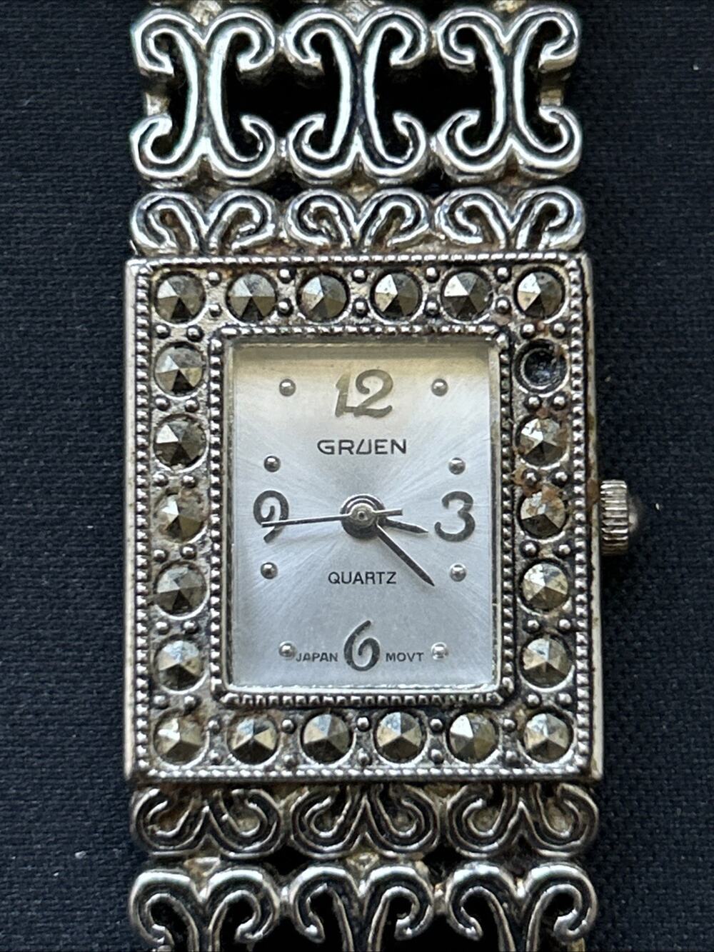 Gruen Silver Tone Marcasite Women’s Quartz Watch